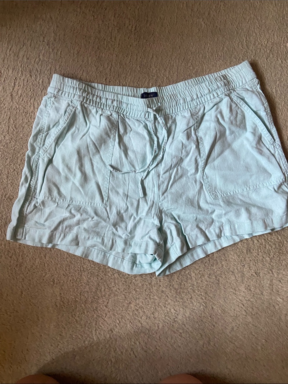 J. Crew Light Mint Drawstring linen short